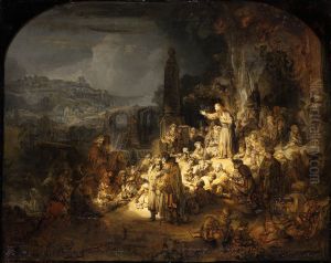 Die Predigt Johannes des Taufers by Rembrandt