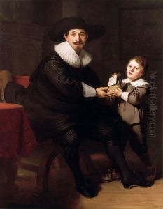 Jean Pellicorne with his son Casper by Rembrandtor workshop