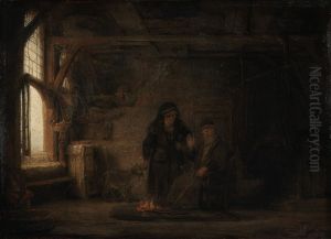 The Wife of Tobias with a Goat by Rembrandt