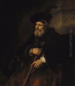 Seated old man with a stick