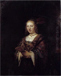 Portrait of a woman with a fan Portrait of a woman with a fan