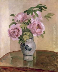 Bouquet of pink Peonies by Camille Pissarro