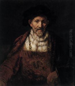 Half length figure of an old man in fantasy costume