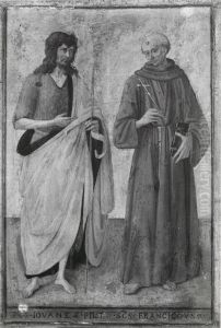 St. John the Baptist and St. Francis of Assisi. by Cosimo Rosselli