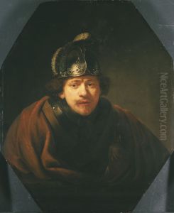 Self-portrait with Helmet by Rembrandt