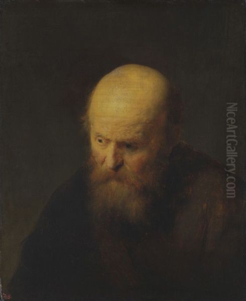 Bust of an old man with a bald head - view 1