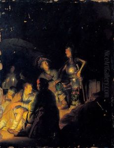 Nocturnal biblical scene by Rembrandt
