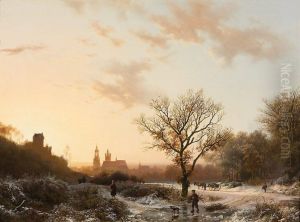 Gezicht op Kleef bij winter by Barend Cornelis Koekkoek