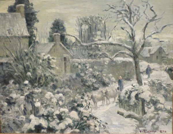 Snowscape with Cows at Montfoucault - view 1