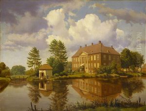 Herregarden Nyso med Thorvaldsen udenfor sit atelier
