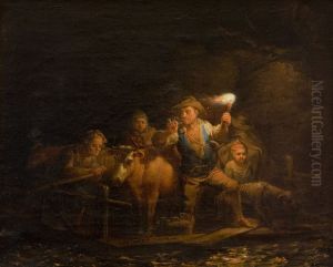 A Ferry with Passengers and Cattle by Aleksander Laureus