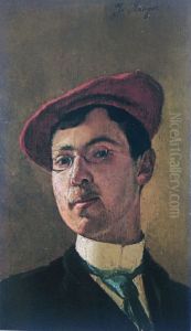 Autapartret u malinavym berece by Jankiel Kruhier