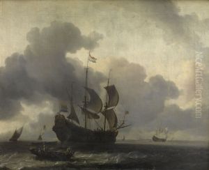 The Warship "De Jacob" at Anchor by Ludolf Bakhuizen