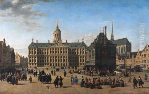 De Dam in Amsterdam by Gerrit Adriaenszoon Berckheyde