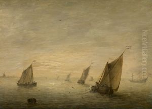 Schepen op kalm water by Simon De Vlieger