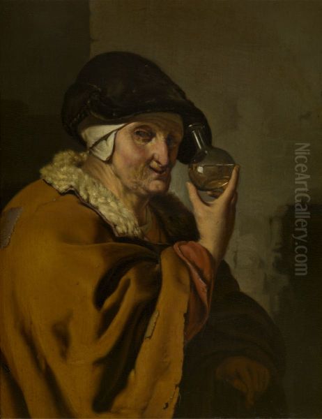 Oude vrouw met fles - view 1