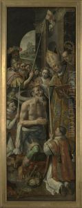 De doop van de koning van Silena (Altaar van de Oude Voetboog) by Maerten De Vos