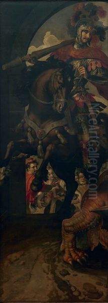 De koning van Silena laat ter ere van Maria een kerk bouwen (Altaar van de Oude Voetboog) - view 1