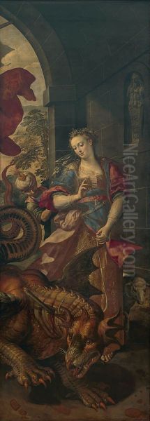 De H. Joris verslaat de draak en bevrijdt de prinses van Silena (Altaar van de Oude Voetboog) - view 1