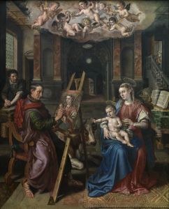 Heilige Lucas schildert de Madonna by Maerten De Vos