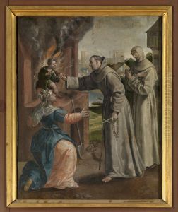 Heilige Didacus redt een jongen uit de oven by Maerten De Vos