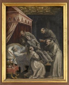 De Spaanse kroonprins Don Carlos geneest na aanraking van het lijk van de heilige Didacus by Maerten De Vos