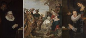 Epitaaf van Willem van Meerbeeck en zijn vrouw Barbara Kegeleers by Cornelis De Vos