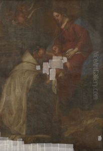 Madonna verschijnt aan de heilige Simon Stock by Lucas Franchoys the Younger