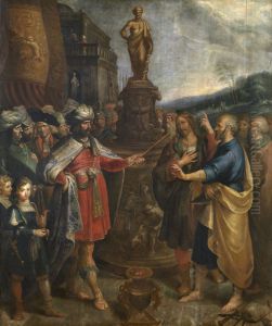 Keizer Diocletianus toont het beeld van Aesculapius by Frans Francken the Younger