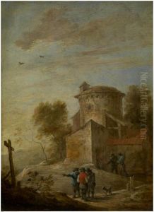 Evening Three Farmers in Conversation by David Teniers the Younger