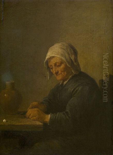 Old woman who cuts tobacco - view 1