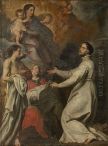 Heilige Norbertus van Magdeburg ontvangt het kleed van zijn orde by Gerard Seghers
