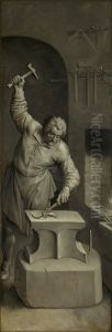 Saint Eligius in his smithy by Ambrosius Francken I
