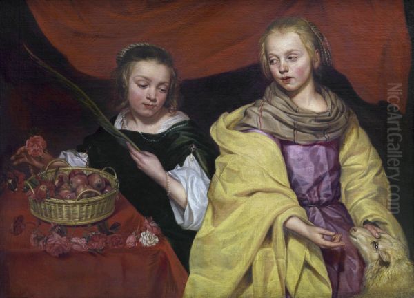 Two girls as Saints Agnes and Dorothea - view 1