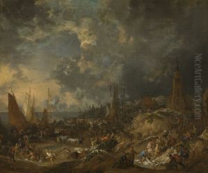 Het strand bij Scheveningen by Lucas Smout the Younger