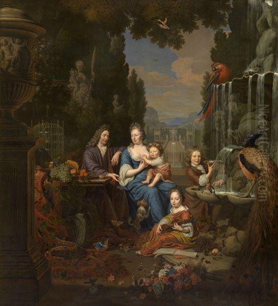 Self portrait of Michiel van Musscher (1645-1705) with his family - view 1
