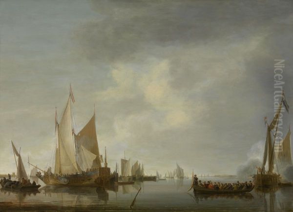 Begroeting van de regeringssloep door de binnenvloot - view 1