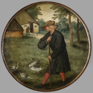 Wie weet waer omme de ganzen bervoets gaen? by Pieter Brueghel the Younger