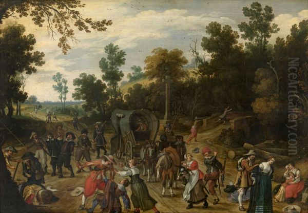 Landschap met overval op reizigers - view 1