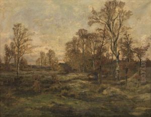 Het woud van Fontainebleau - herfstavond by Theodore Baron