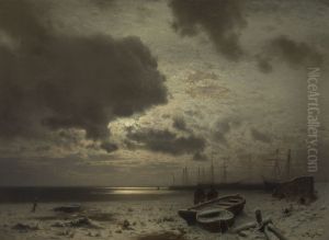 Maneschijn in de winter by Louis, Carl Ludwig Douzette