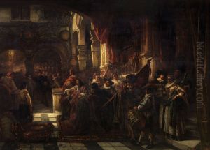 The Reception of Peter Paul Rubens by the Antwerp Arquebusiers by Jan August Hendrik Leys