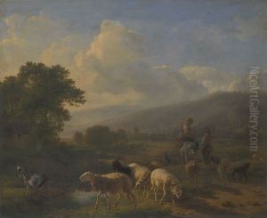 Shepherds with Sheep in a Mountainous Landscape by Balthasar-Paul Ommeganck