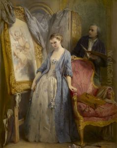 Jonge kunstenares in mijmering by Egide Charles Gustave Wappers