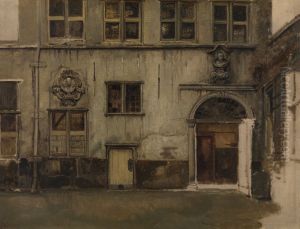 Courtyard of the house of Christoffel Plantin by Jan August Hendrik Leys