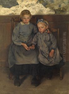 Twee Waalse boerenkinderen by Leon Frederic