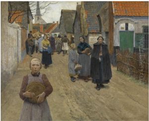 Distribution of bread in the village by Frans Van Leemputten