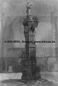 Pomp op de oude Vismarkt in Antwerpen by Josephus Laurentius Dyckmans