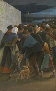 Emigrants - To the port by Eugene Laermans