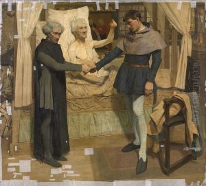Jacob van Maerlant Predicting Jan Breydel en Pieter de Coninck the Liberation of Flanders on his Deathbed by Jan van Beers